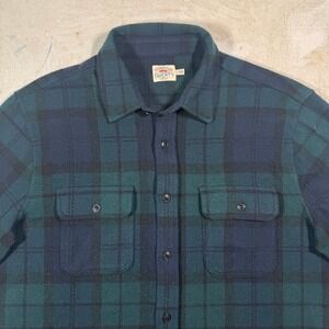 Faherty Men's Legends Sweater Shirt Medium Backwarch Plaid Blue Green
